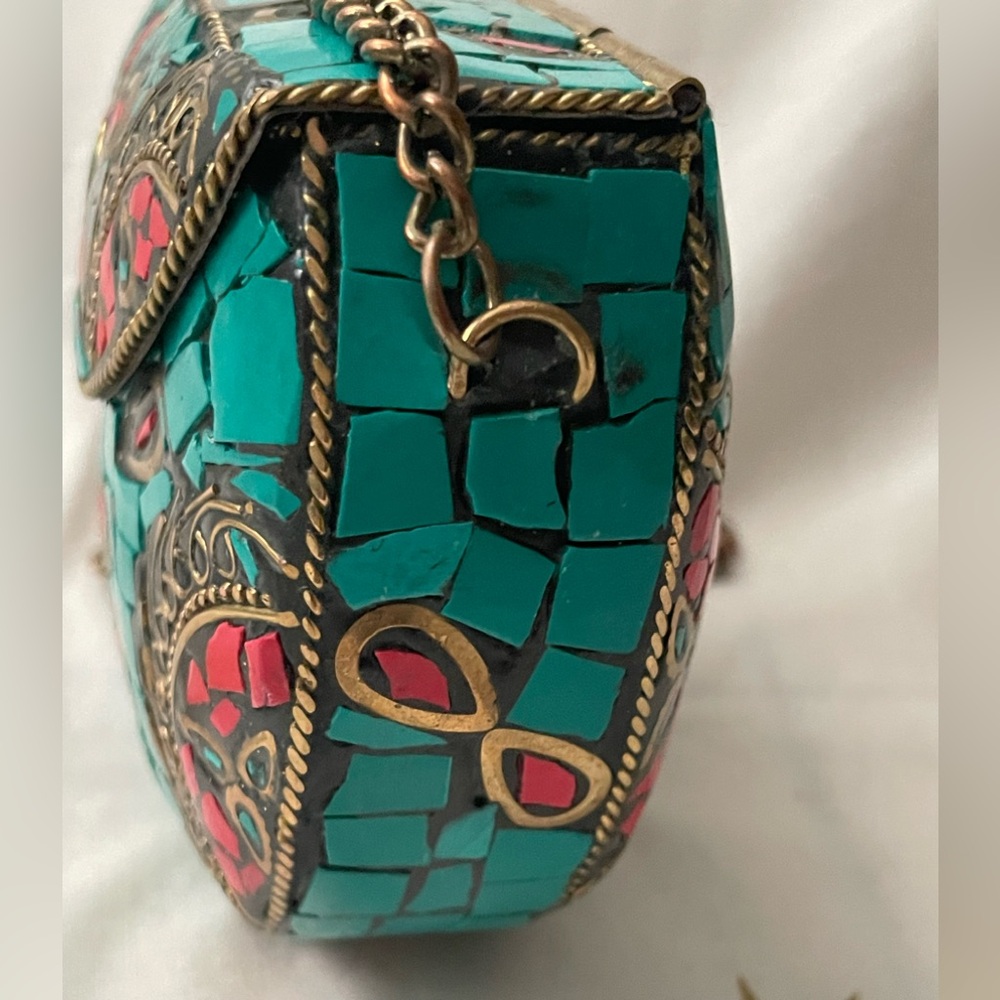 Vintage Handmade Hard Shell Mosaic Crossbody - Picture 7 of 9